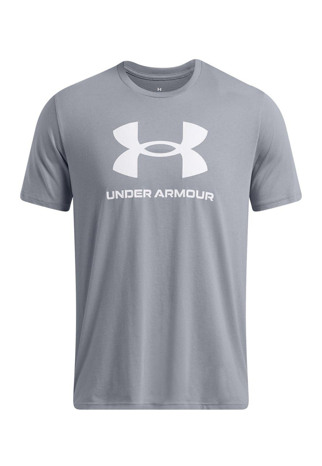 Polera manga corta UA logo hombre GRIS-0