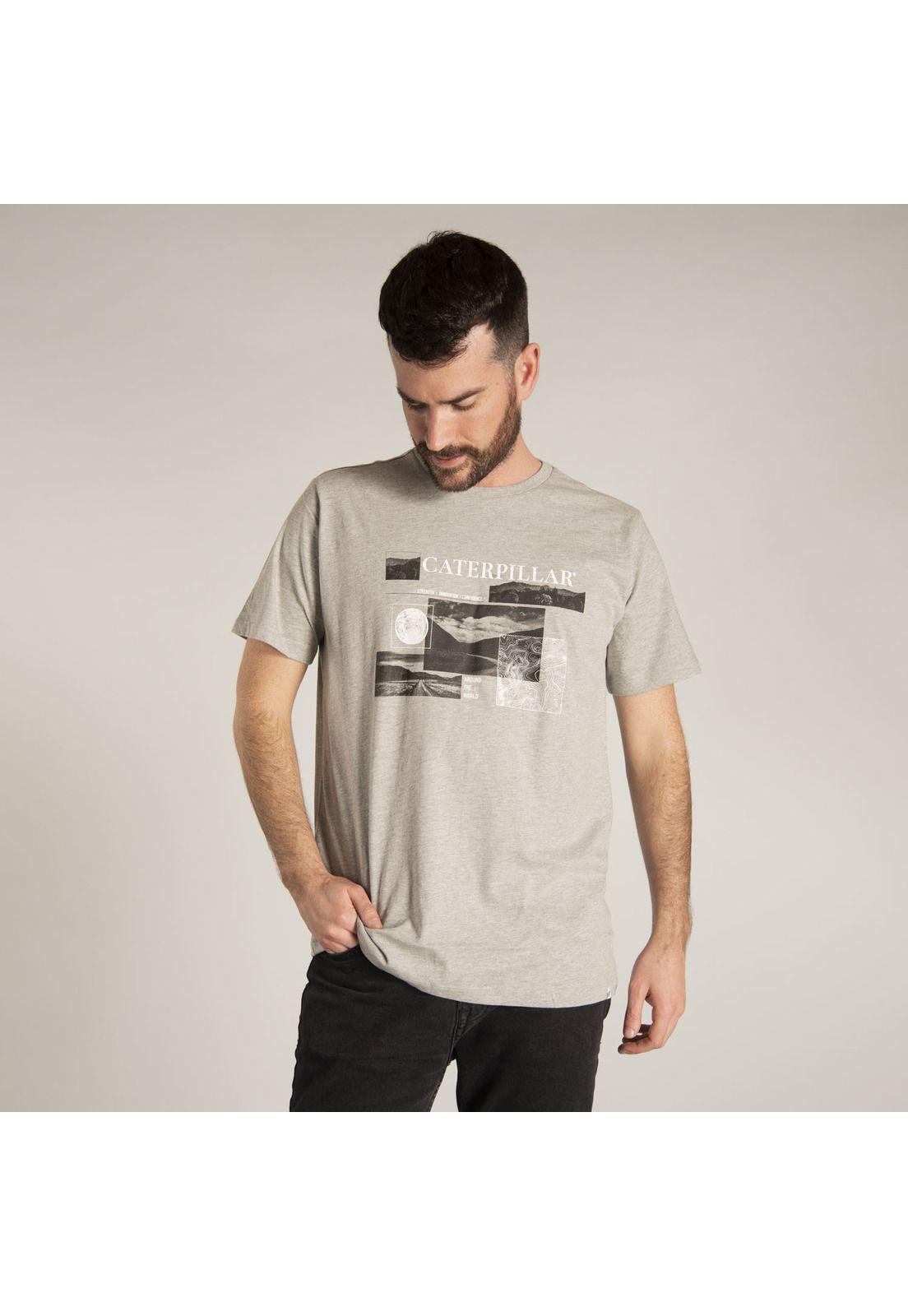Polera M/C Hombre Around The World Tee Gris-0