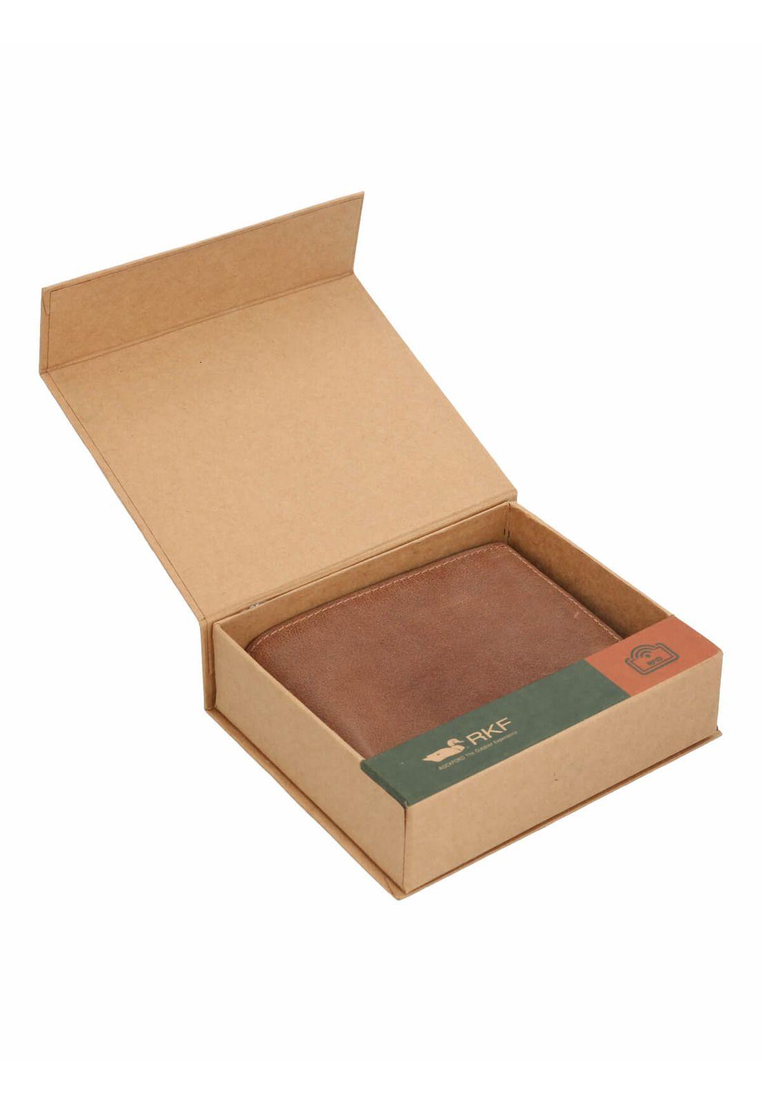 Billetera Cuero Hombre Fd Simple Bifold Tan-3