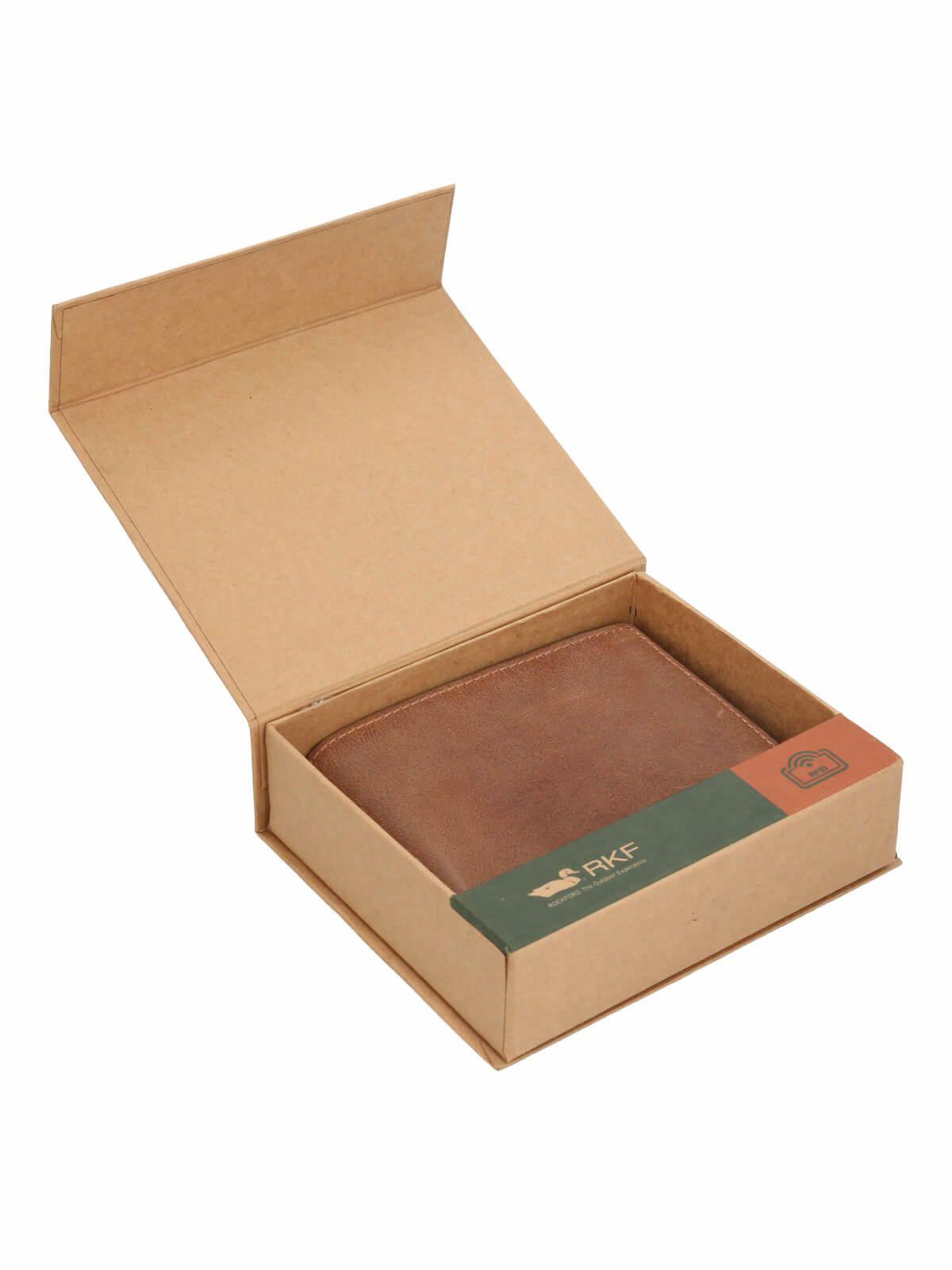 Billetera Cuero Hombre Fd Simple Bifold Tan-3