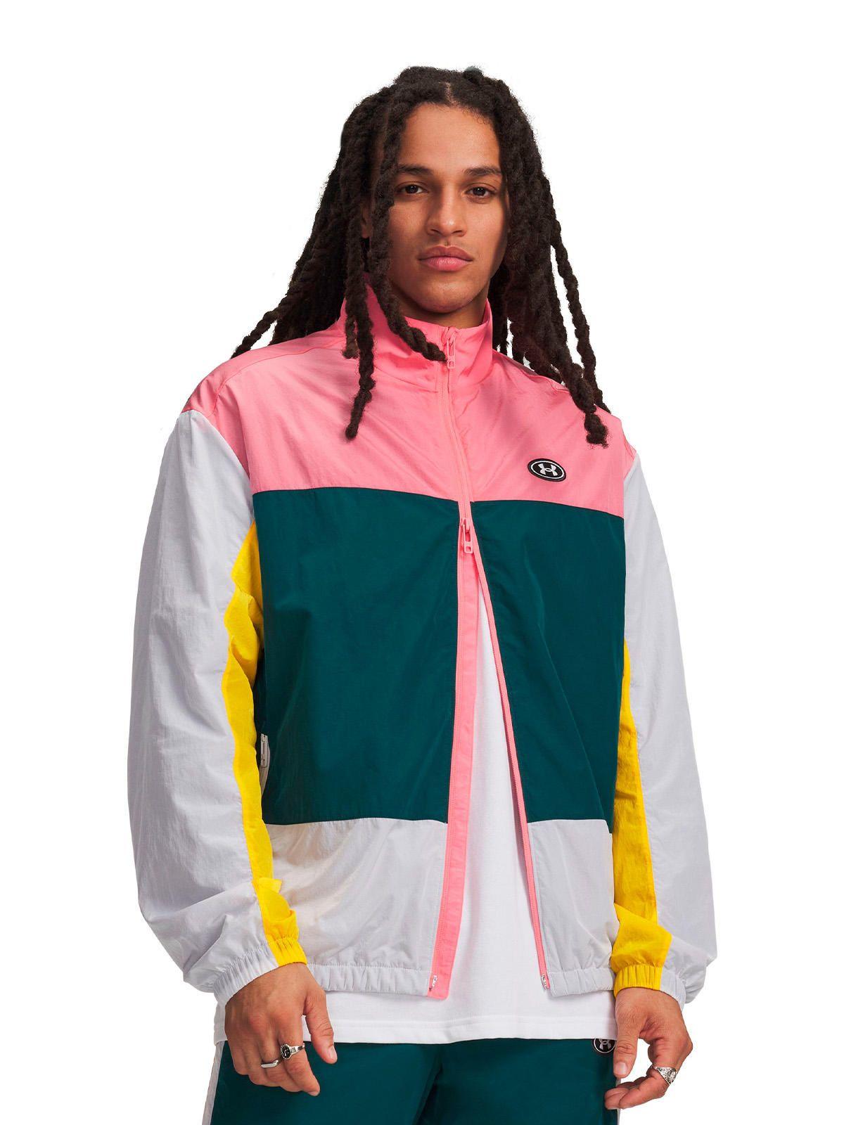 Poleron UA Icon Woven Track Full Zip Rosado Hombre-0