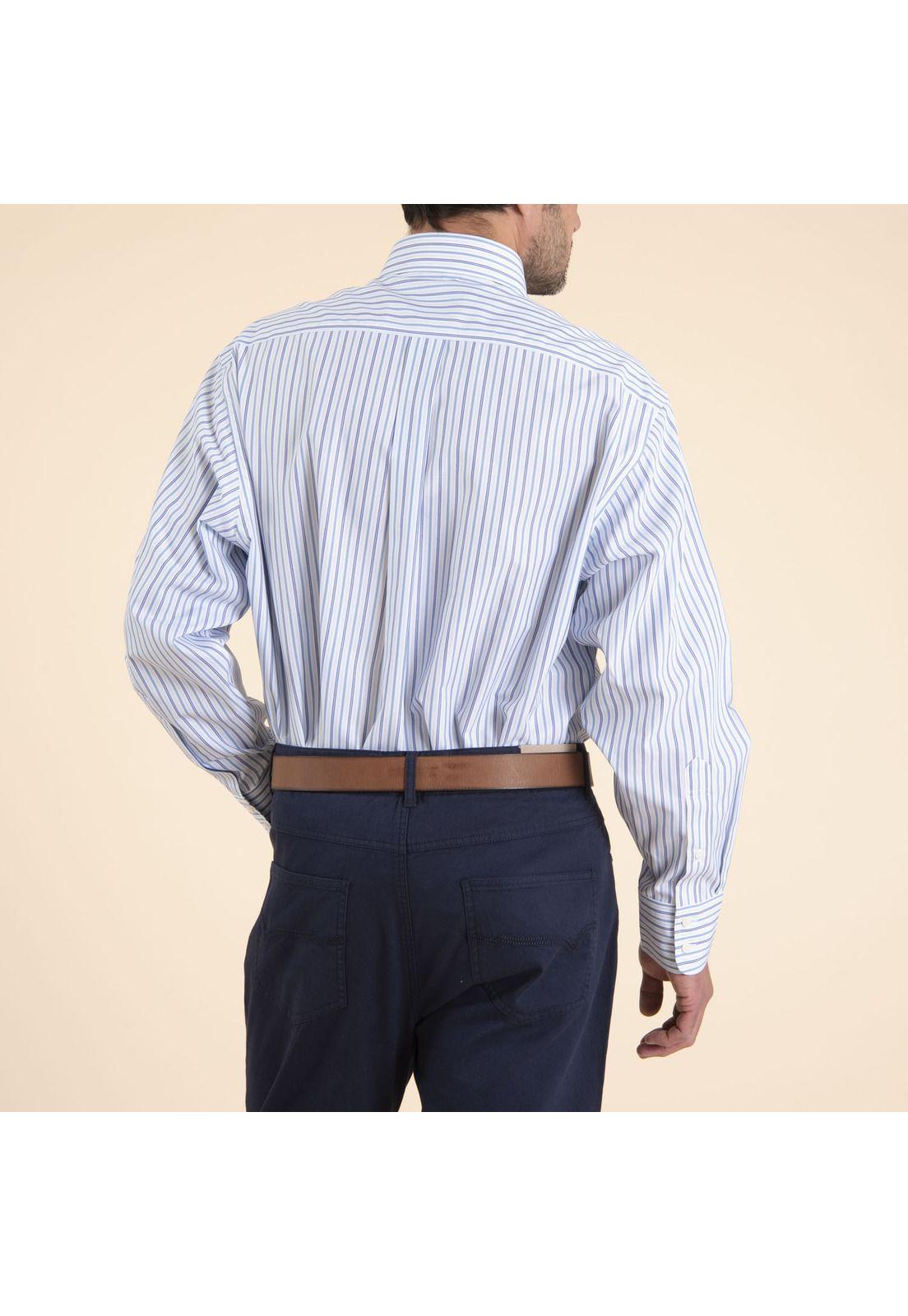 Camisa Hombre Libre De Arrugas Pb Rayas Azul-3