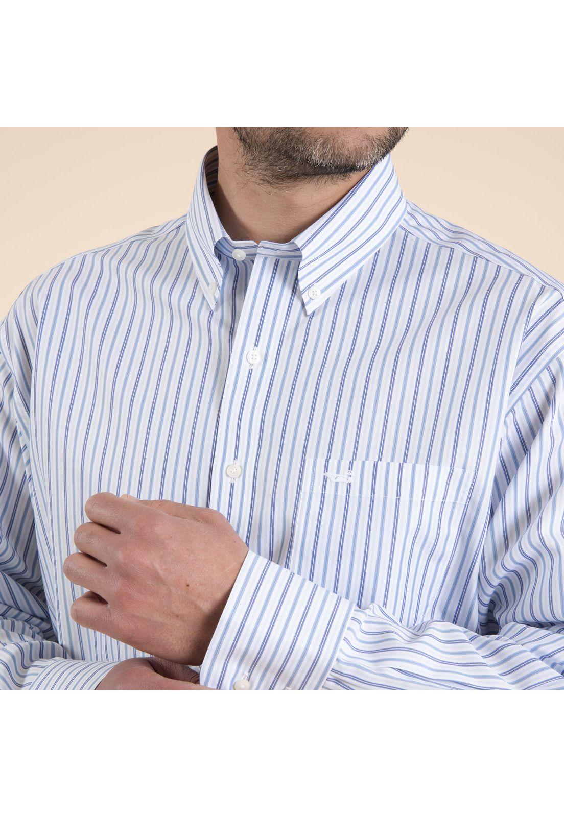 Camisa Hombre Libre De Arrugas Pb Rayas Azul-4