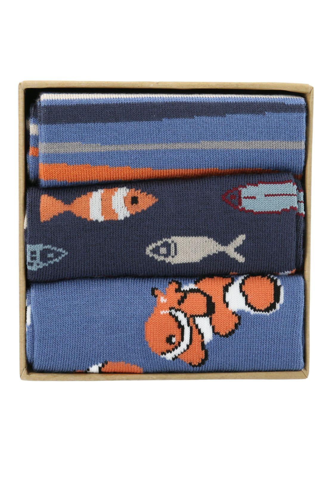 Pack 3 Calcetines Beige Gift Pez Hombre-2
