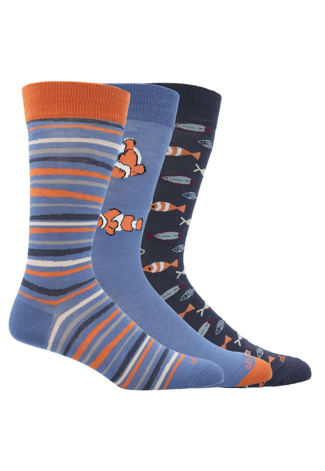 Pack 3 Calcetines Beige Gift Pez Hombre-3