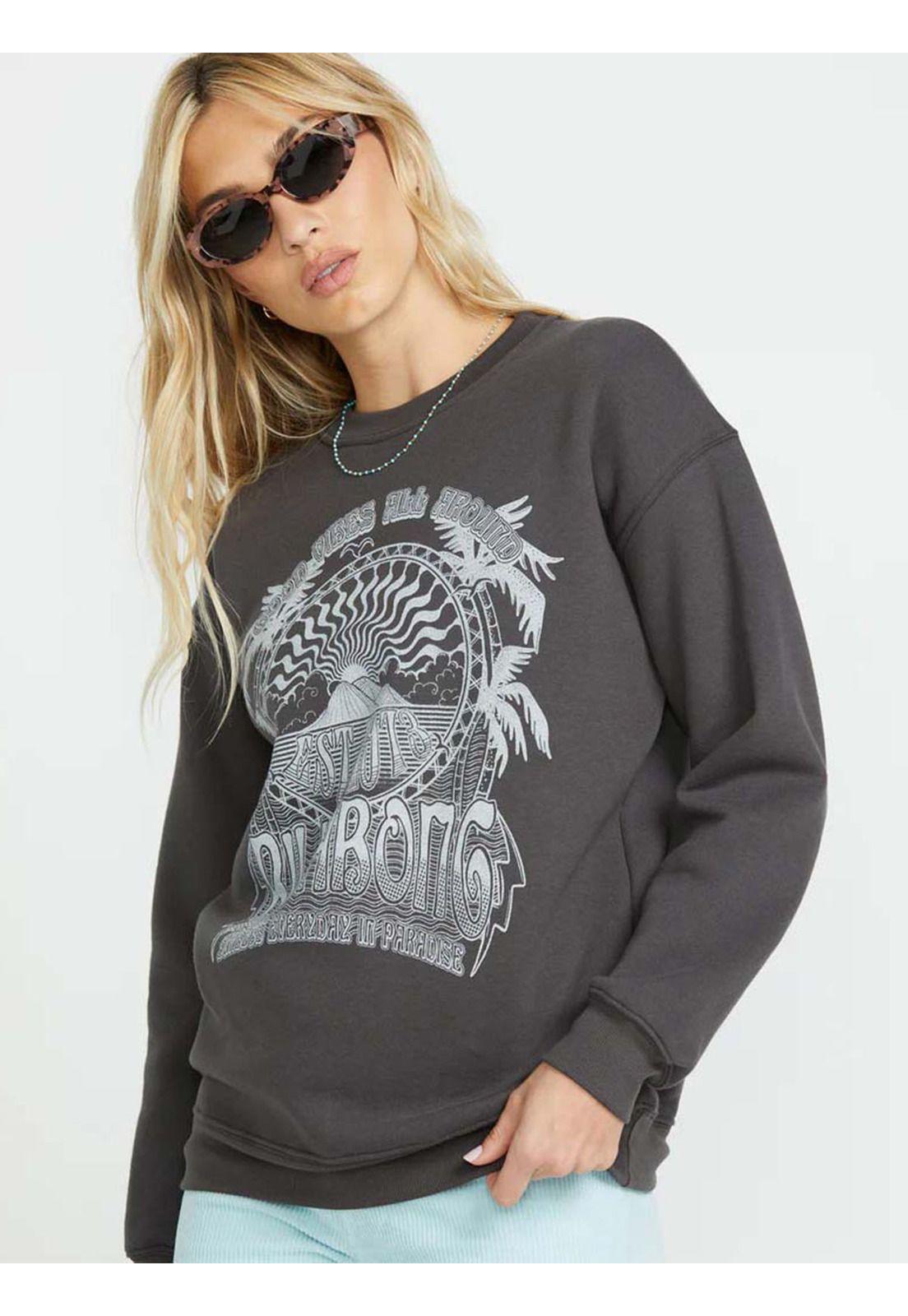 Polerón Mujer Palm Classics Crew Negro Billabong-4
