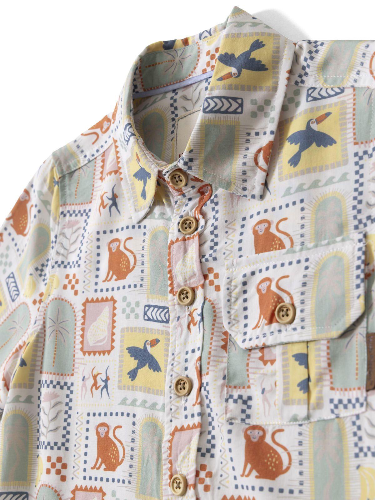 Camisa Manga Corta Niño Aura Beige-3