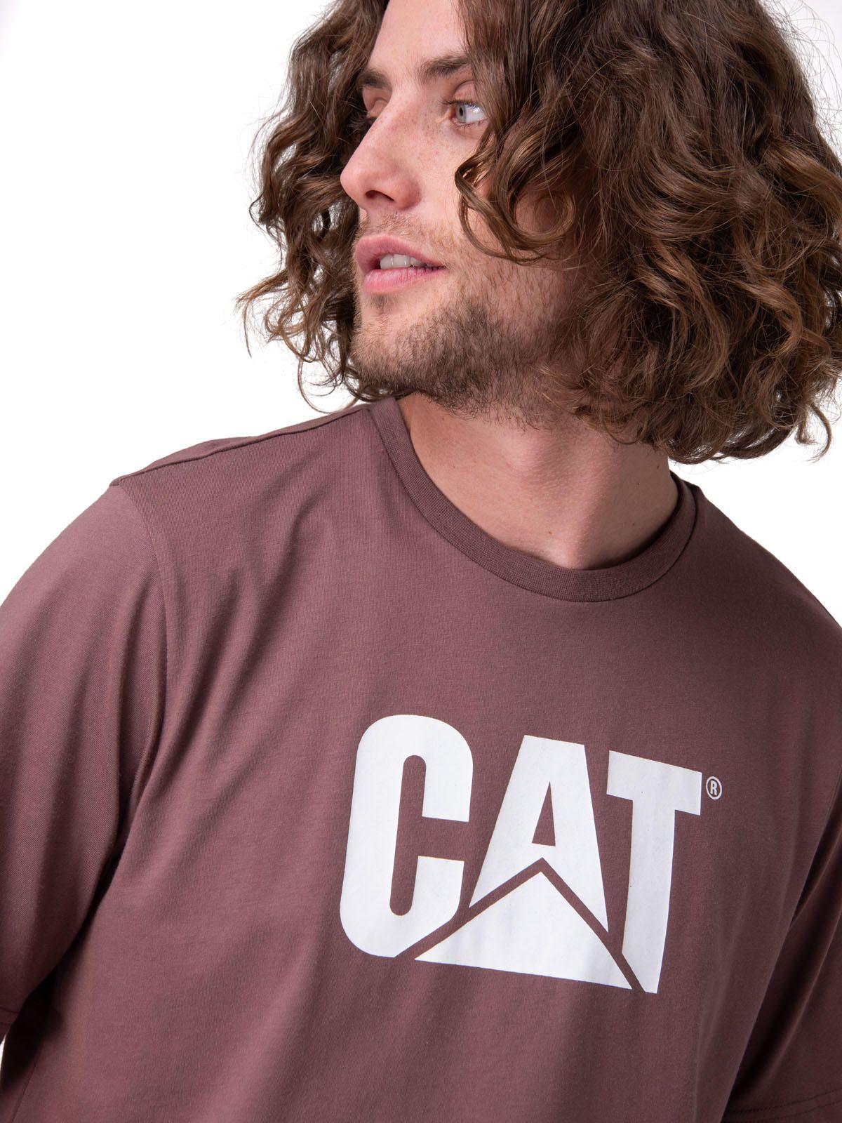 Polera Manga Corta Cat Logo Tee Hombre Café-3