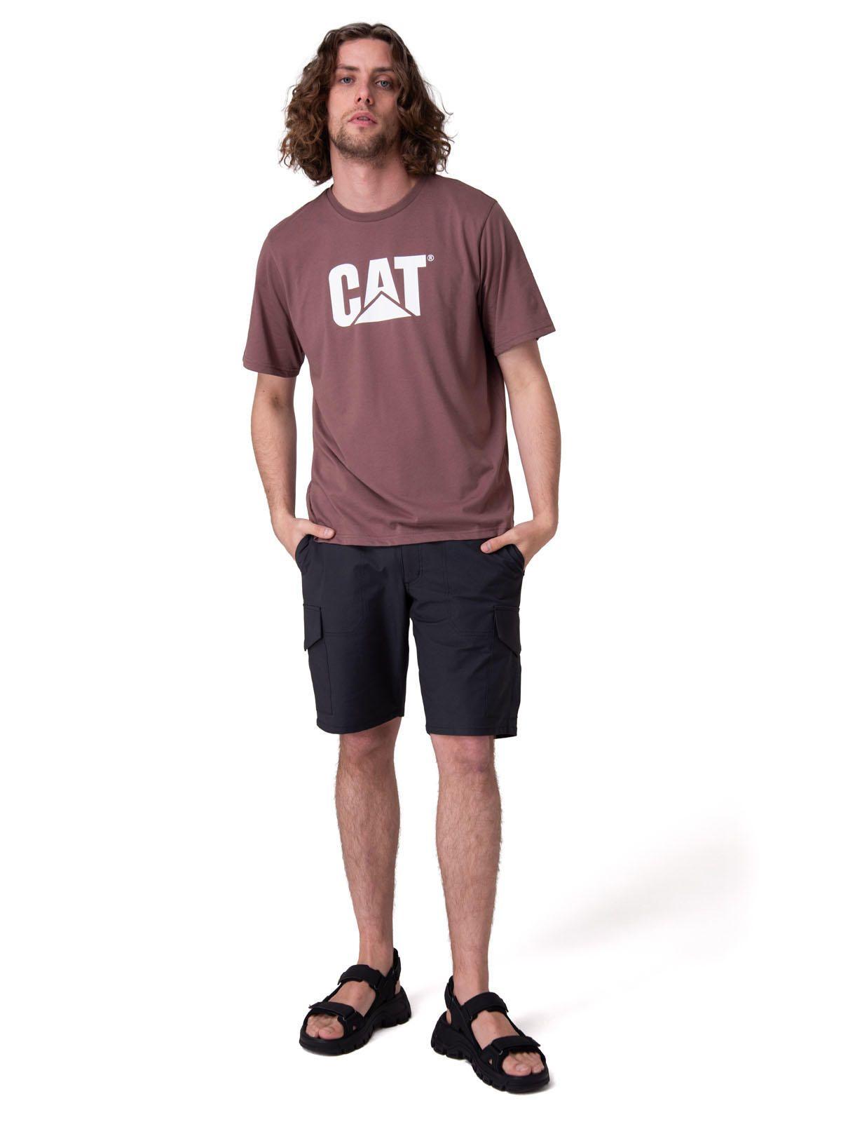Polera Manga Corta Cat Logo Tee Hombre Café-4