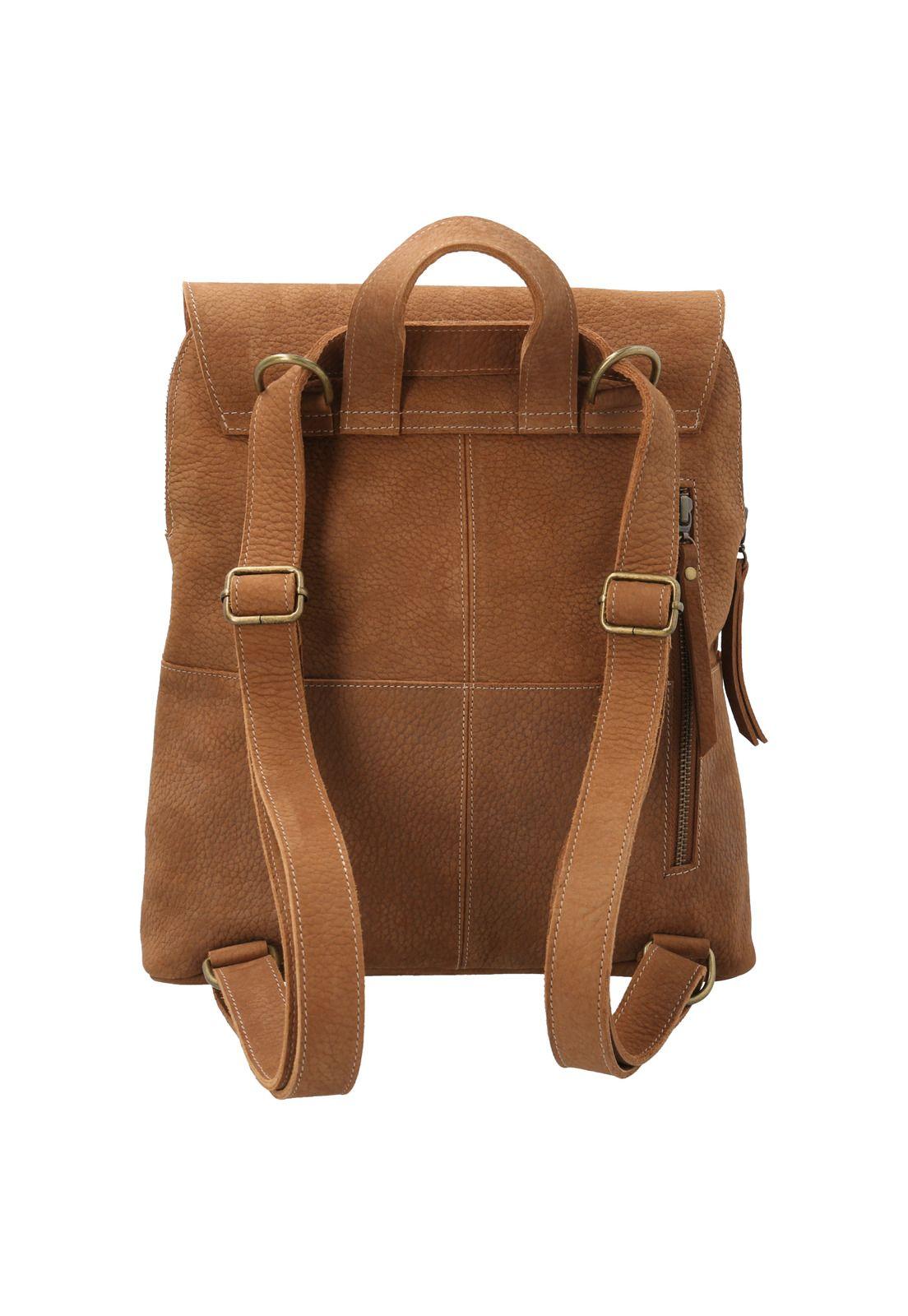Cartera Mochila Cuero Mujer Briell Café-2
