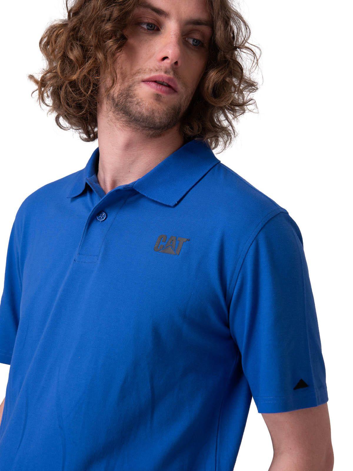 Polera Manga Corta Cat Logo Pique Polo Hombre Azul-3