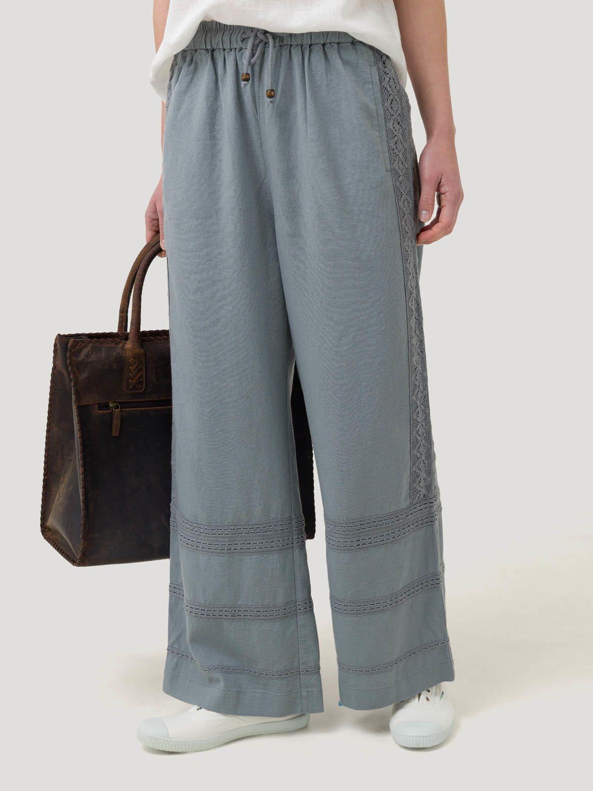 Pantalón Lino Orgánico Mujer Fuji Gris -4