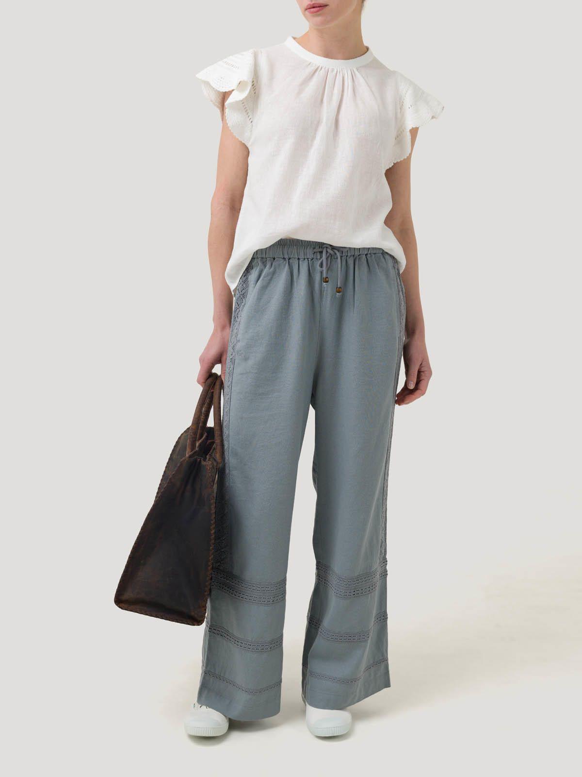 Pantalón Lino Orgánico Mujer Fuji Gris -8