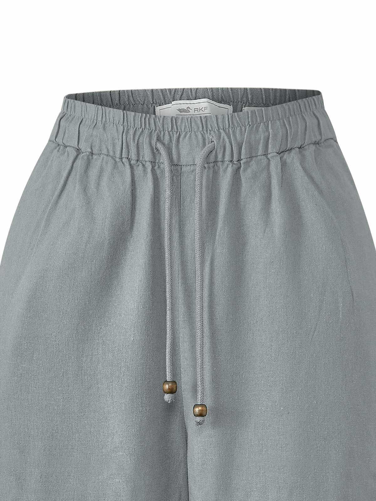 Pantalón Lino Orgánico Mujer Fuji Gris -3