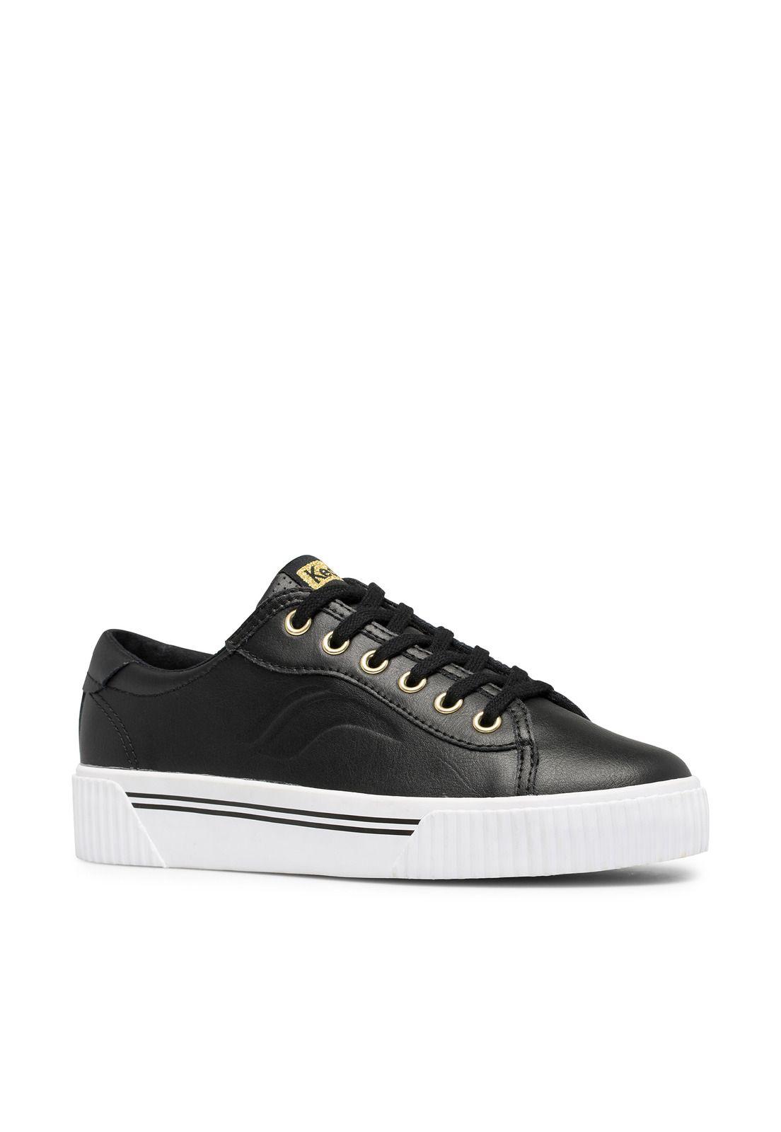 Zapatilla Mujer Cuero Crew Kick Alto Negro-1