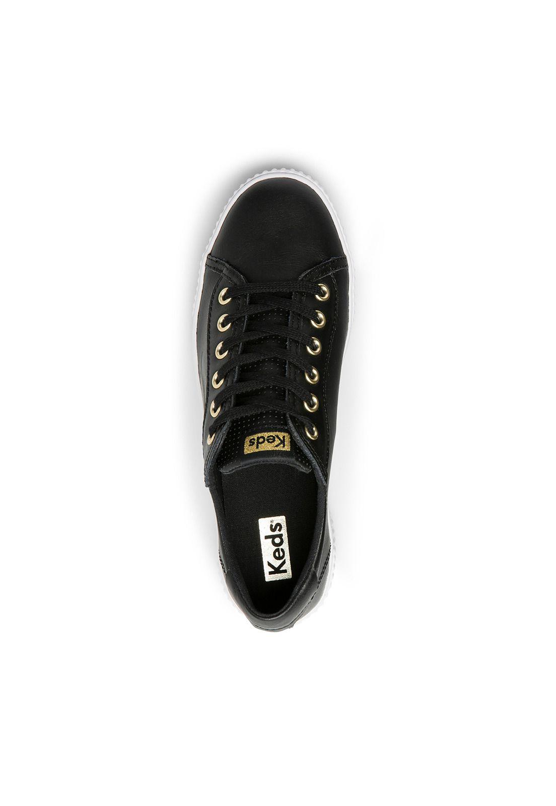 Zapatilla Mujer Cuero Crew Kick Alto Negro-2