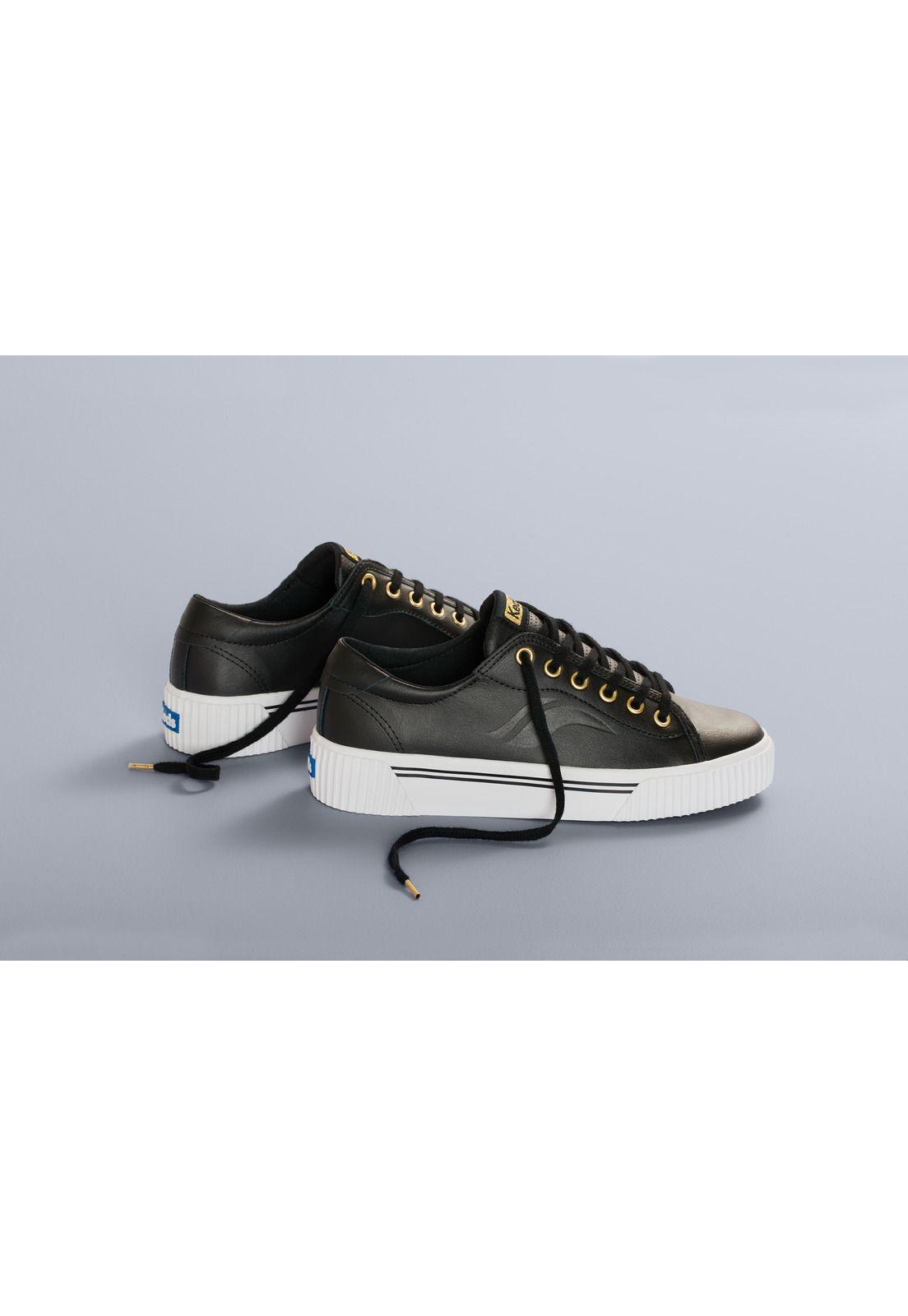 Zapatilla Mujer Cuero Crew Kick Alto Negro-5