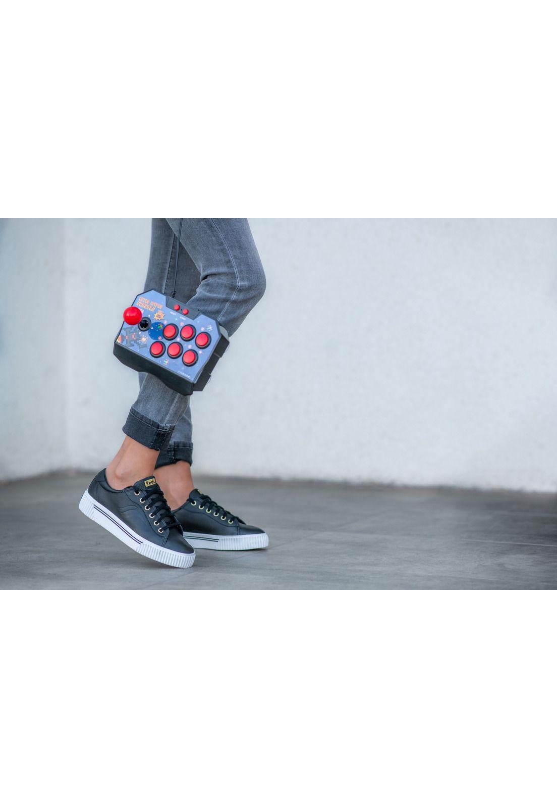 Zapatilla Mujer Cuero Crew Kick Alto Negro-6