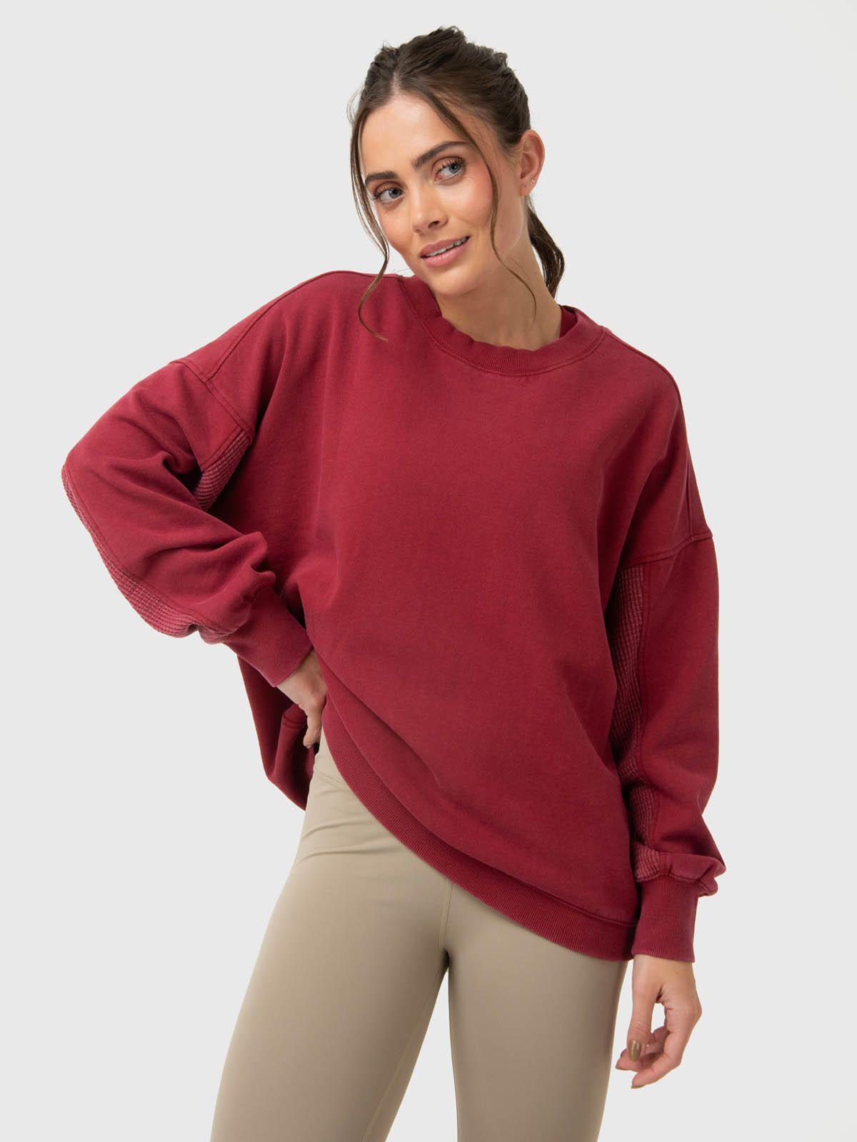 Polerón Mujer Oversize Crew II Burdeo-3