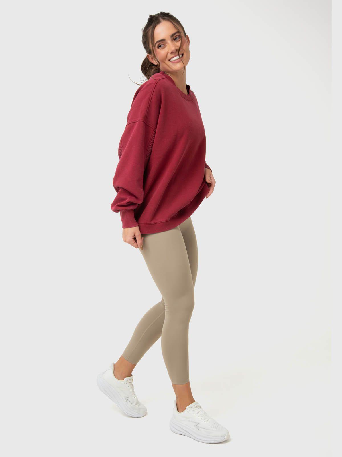 Polerón Mujer Oversize Crew II Burdeo-4