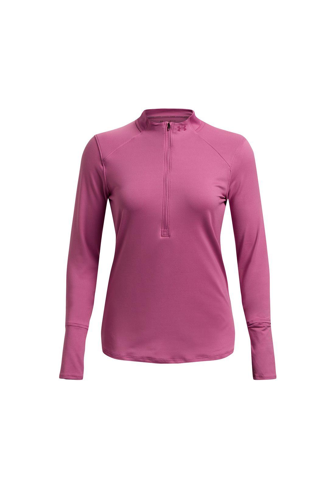 Polera M/L Mujer Qualifier Run 2 Zip Rosa-0