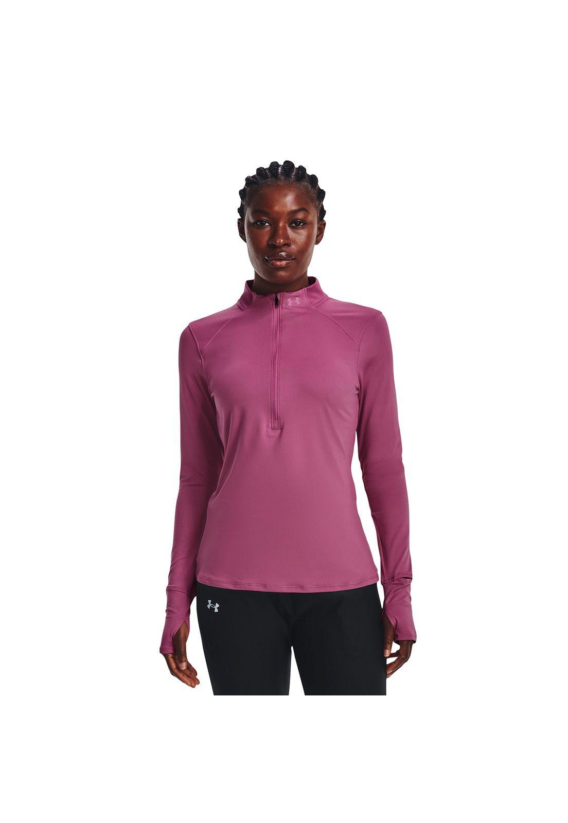 Polera M/L Mujer Qualifier Run 2 Zip Rosa-2