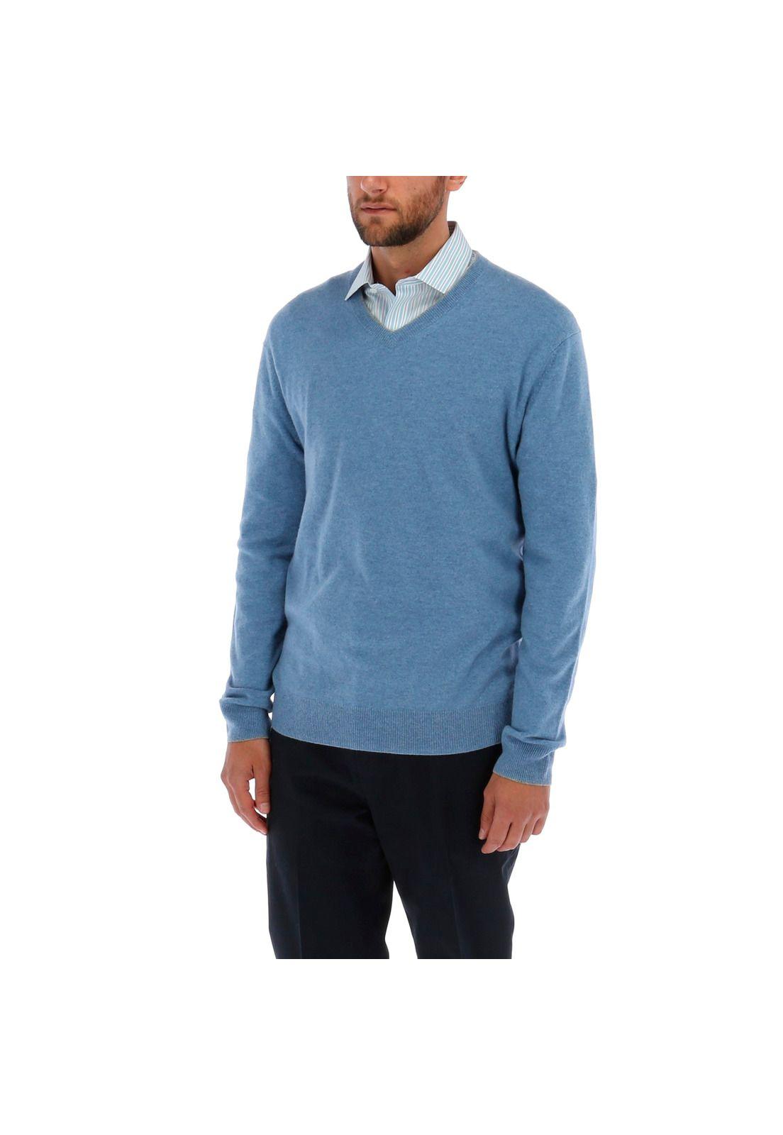 Chaleco Cashmere Hombre Cableca Celeste-2
