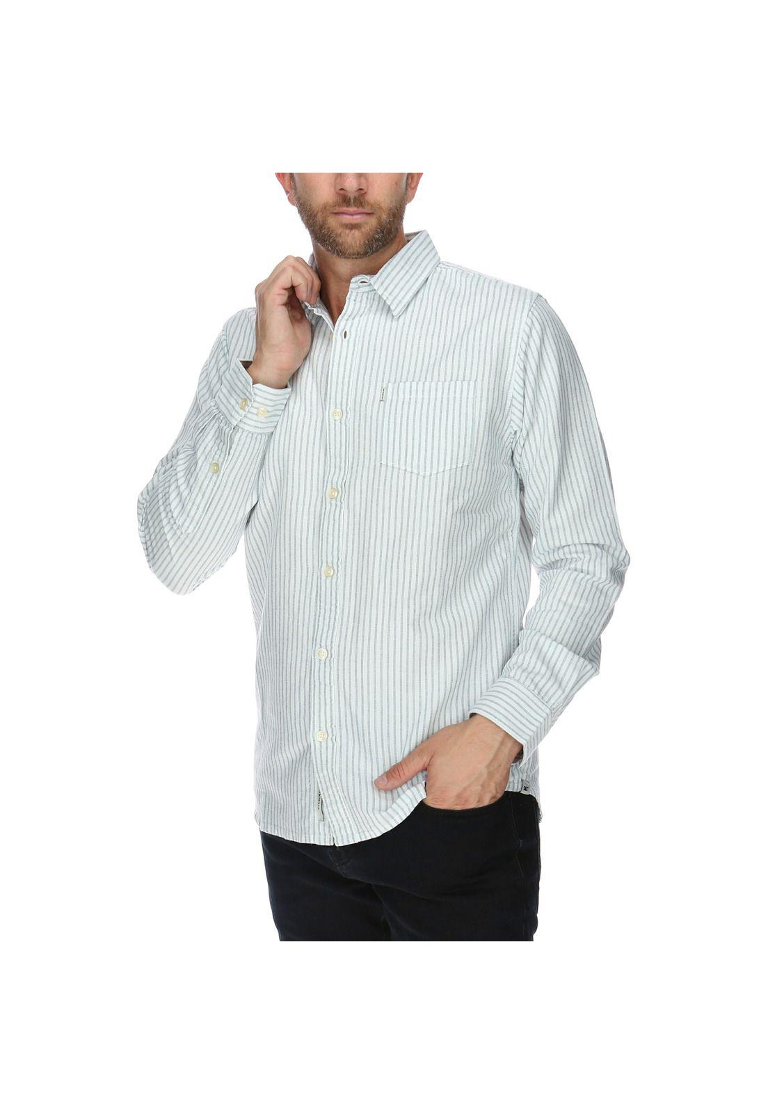 Camisa Ml Hombre Stripe Oxford L/S Shirt Algodón Azul-1