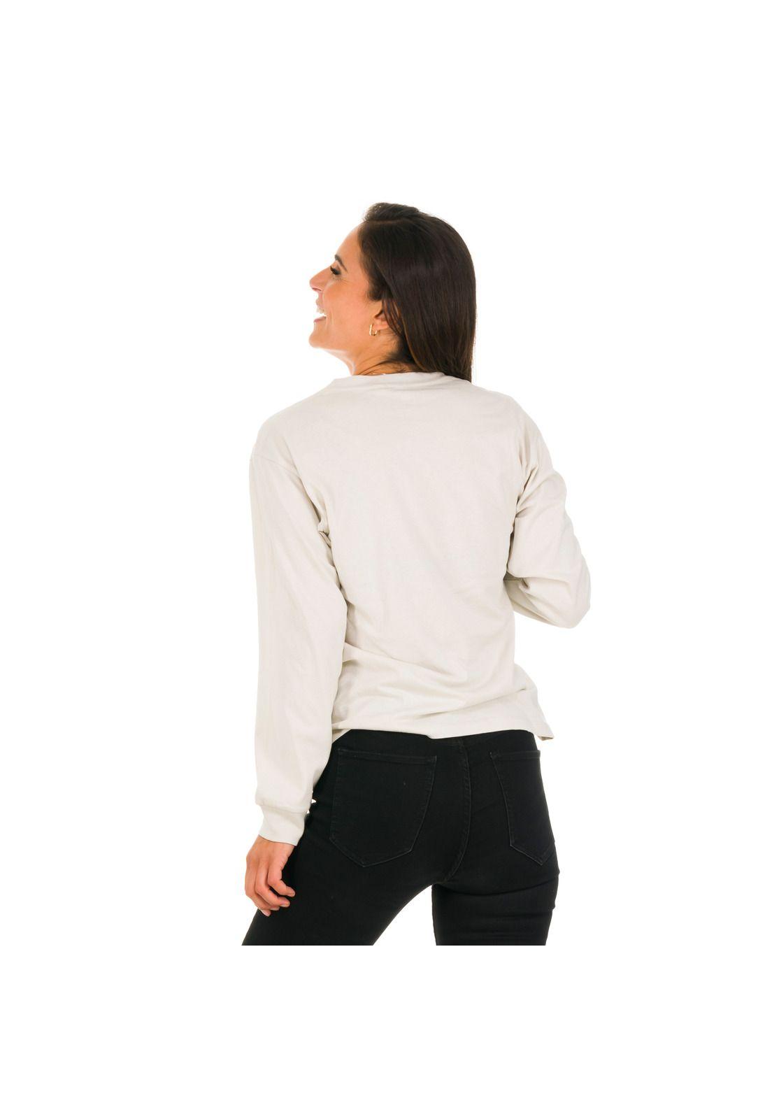 Polera M/L Mujer Logo W Gris -2