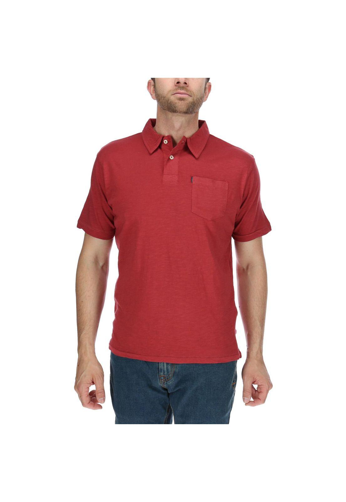 Polera Polo Hombre Pigment Dyed Polo Rojo-0