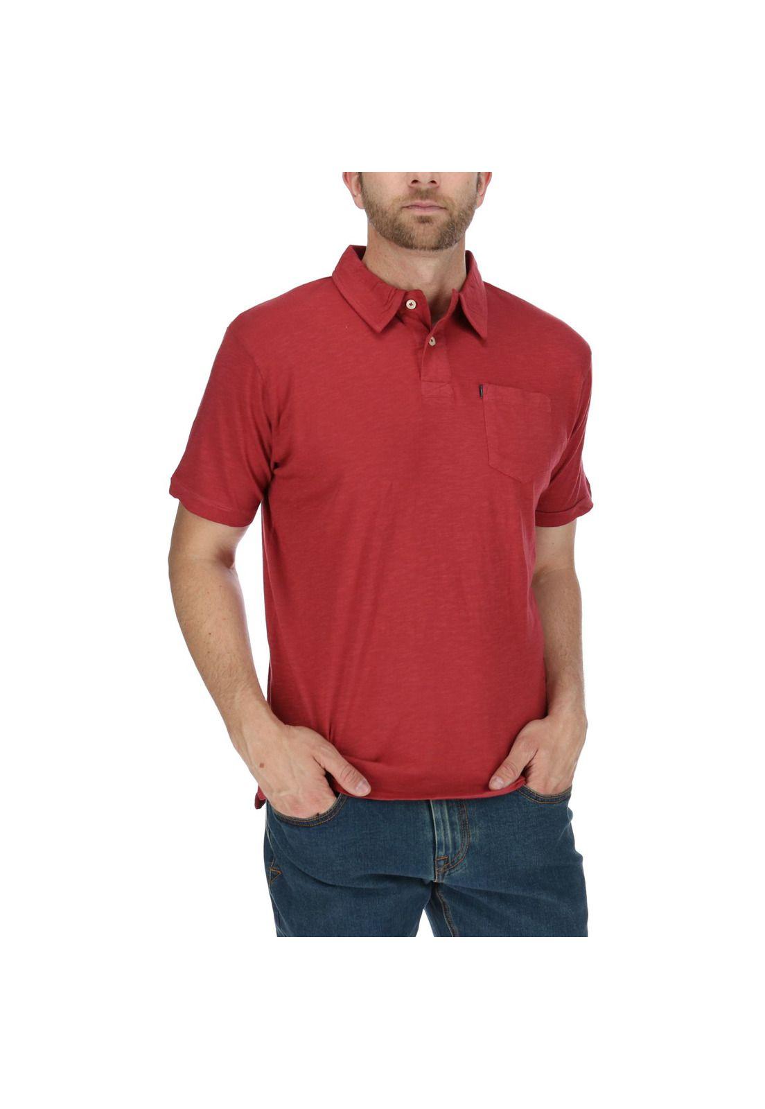 Polera Polo Hombre Pigment Dyed Polo Rojo-3