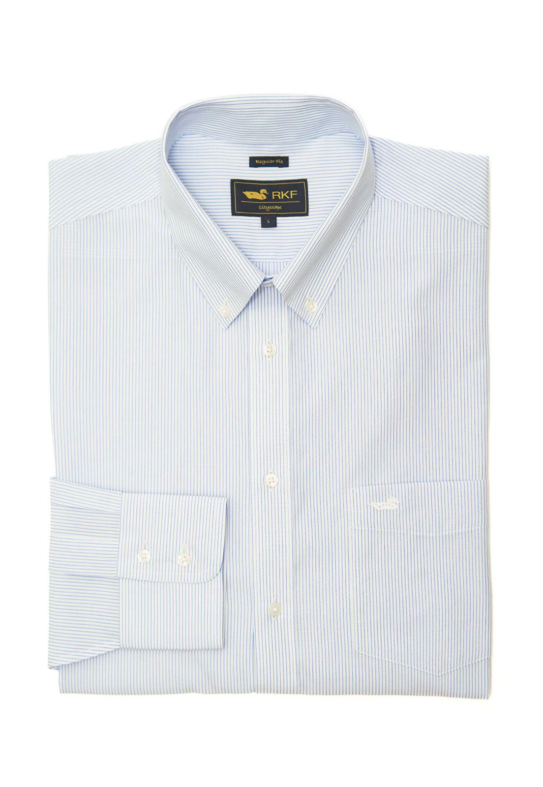 Camisa Libre De Arrugas Hombre WF Azul-0