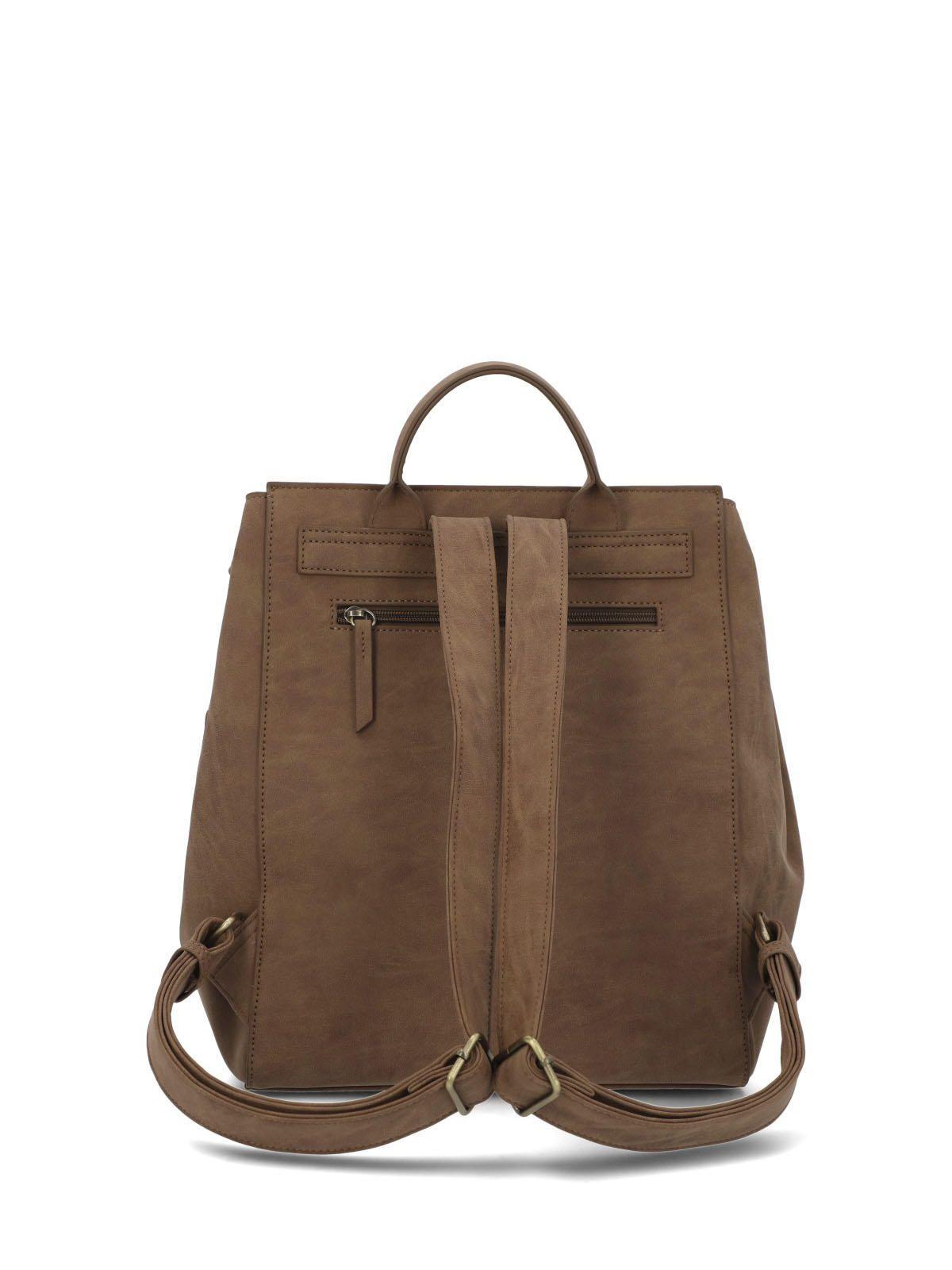 Mochila Ecocuero Mujer Delfi Back Caramelo-2