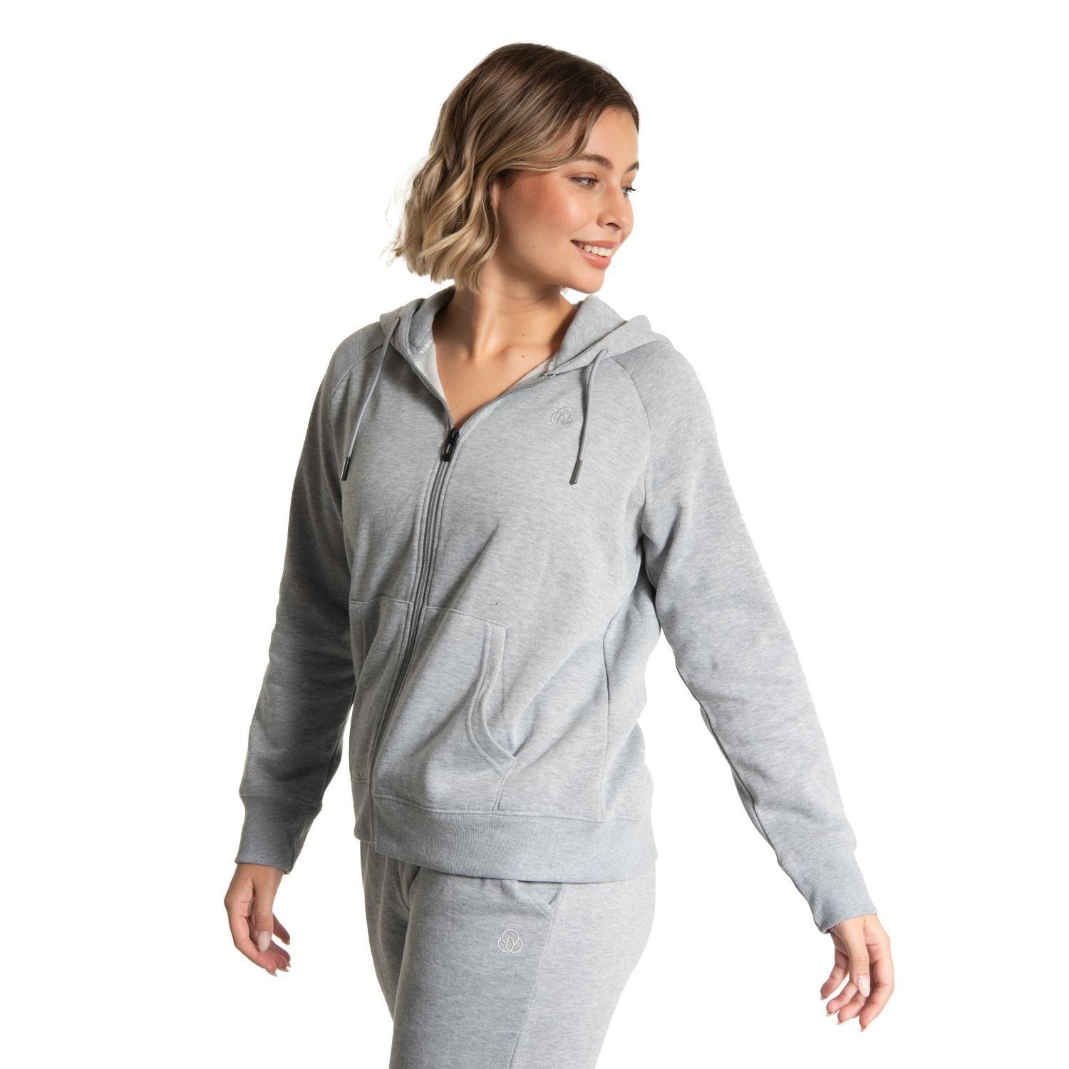 Polerón Mujer Hoodie F Zipper Gris Claro-0