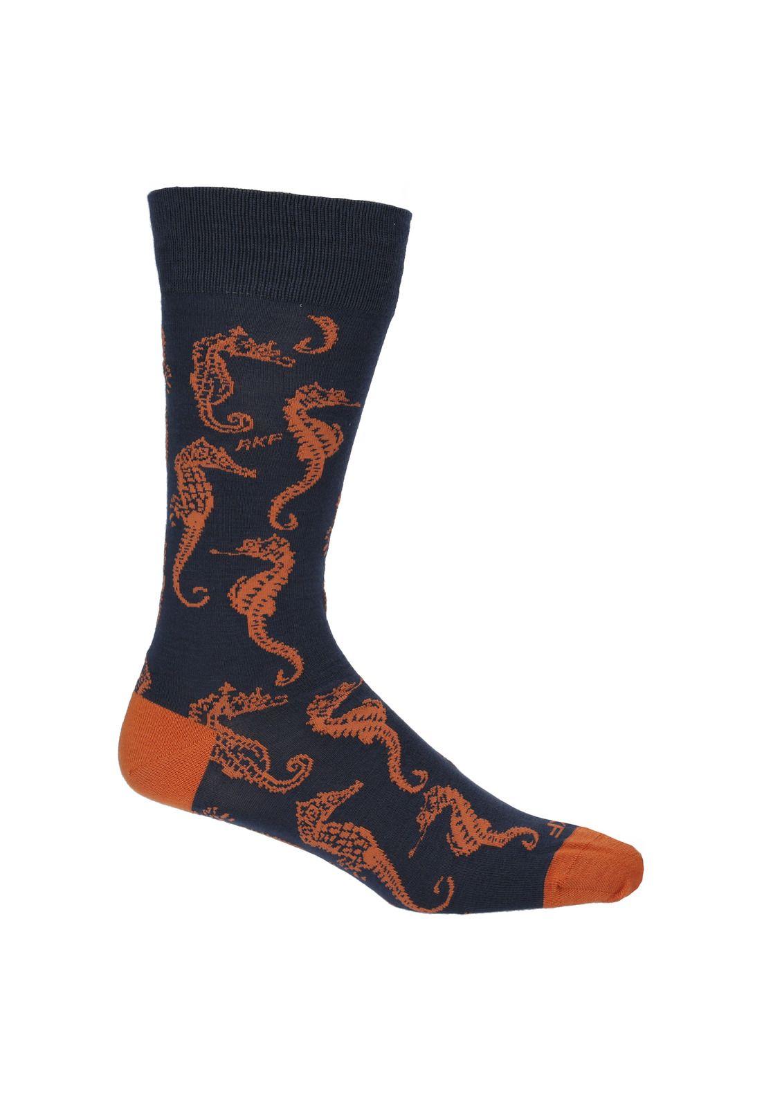 Calcetín Bambú Hombre Seahorse Azul-0