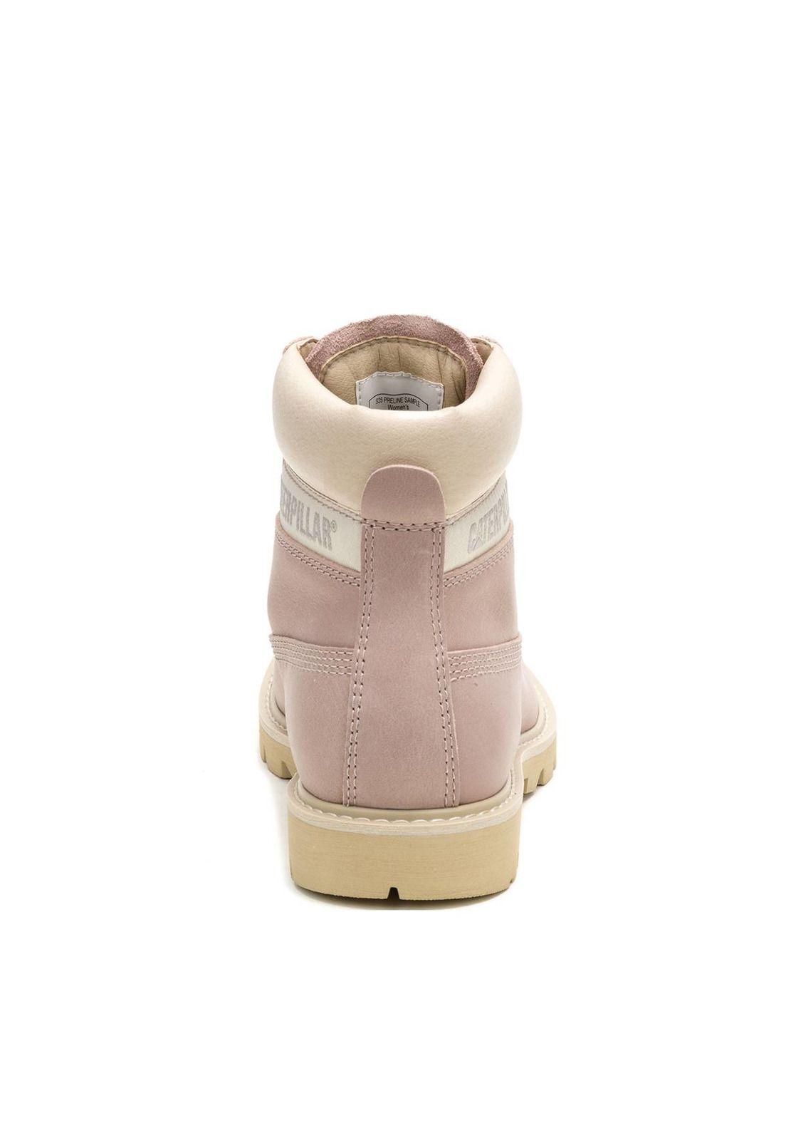 Botin Impermeable Cuero Mujer Colorado Palo Rosa-5