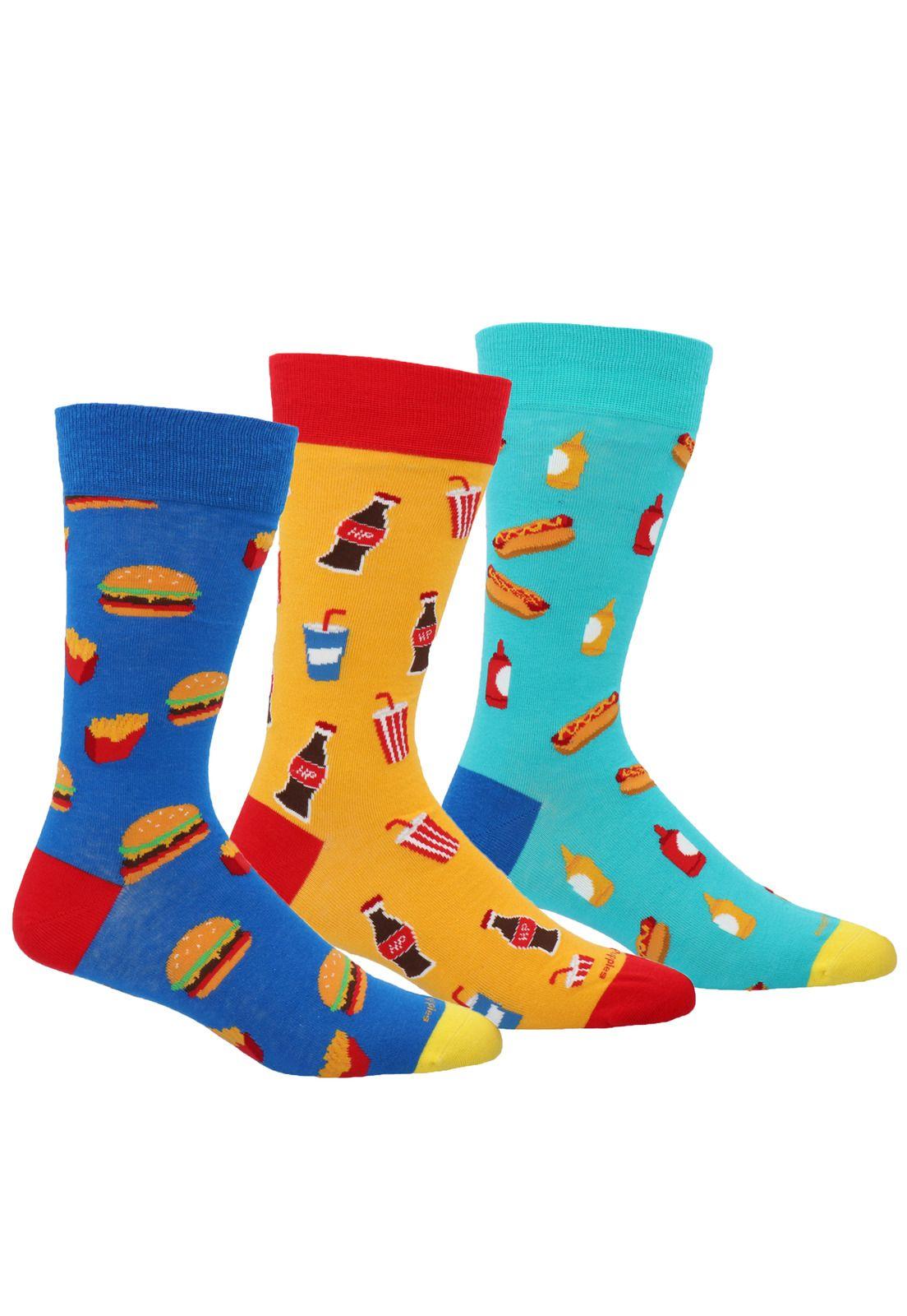 Calcetín Algodón Pack 3 Pares Food Multicolor Hombre-0