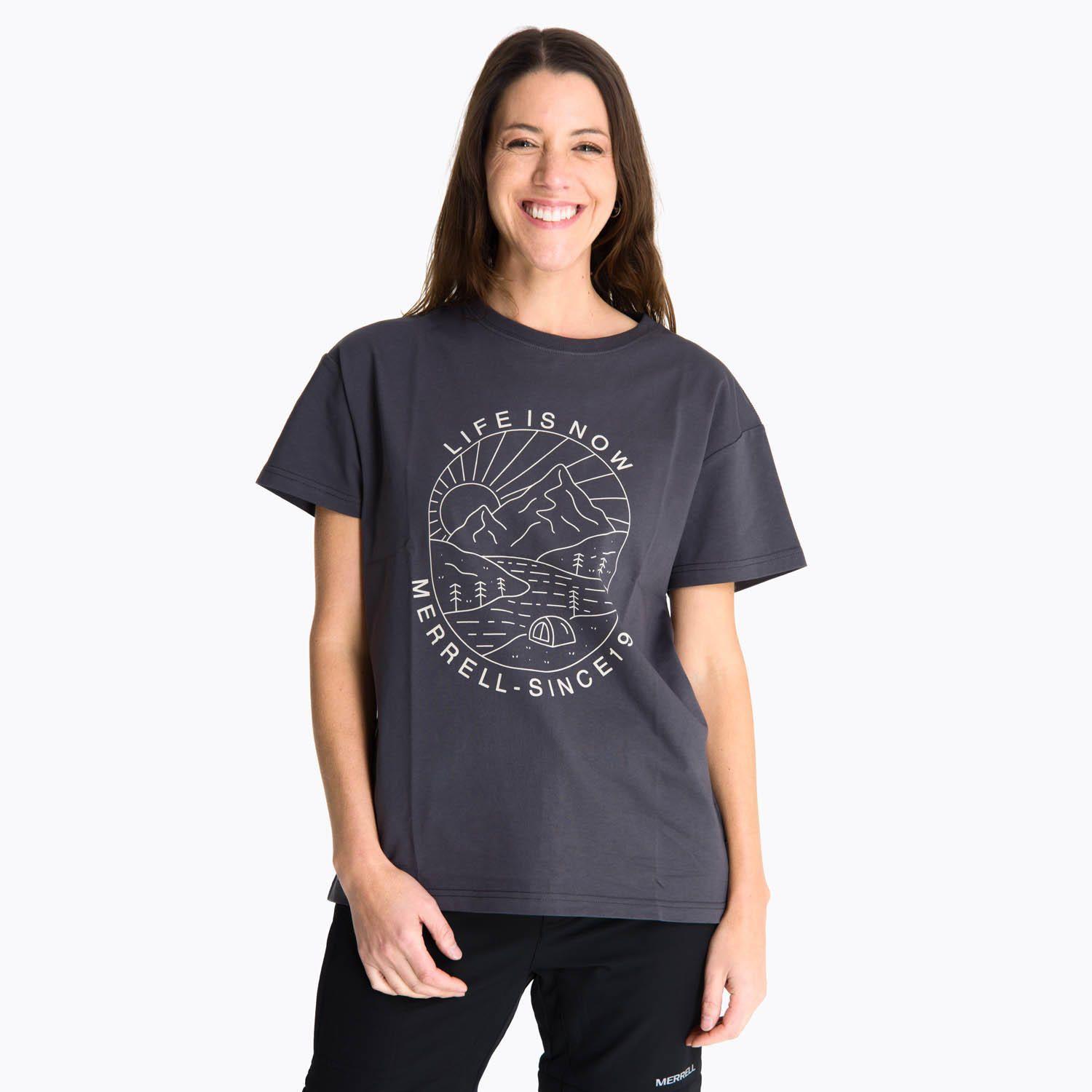 Polera Manga Corta Mujer Hata Gris Oscuro -0