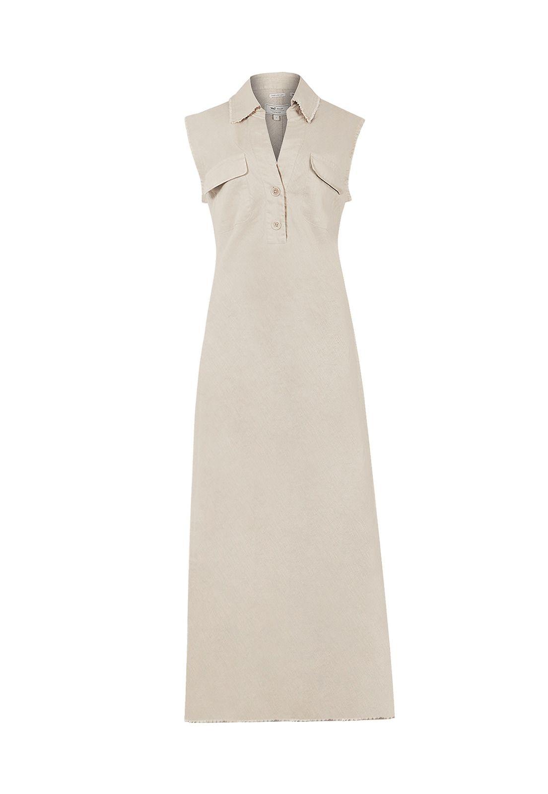 vestido Lino Orgánico Beige Moai Mujer -0