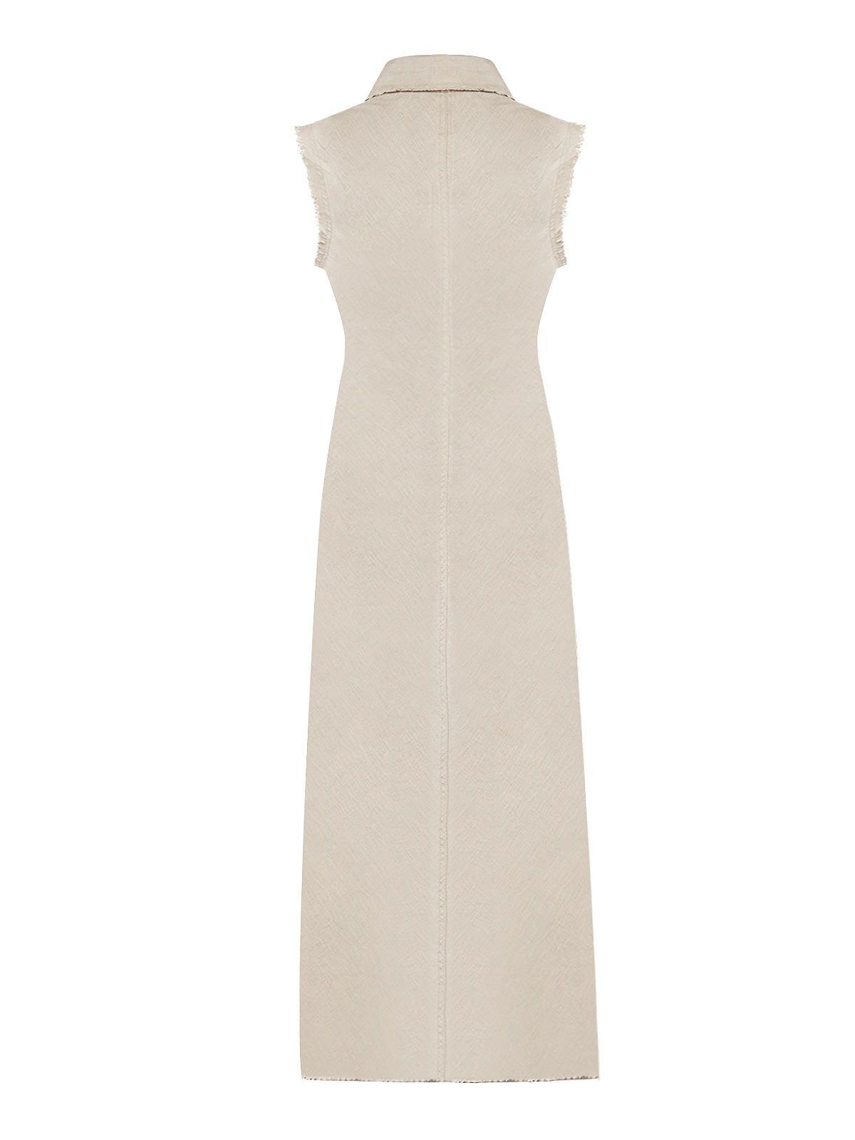 vestido Lino Orgánico Beige Moai Mujer -1