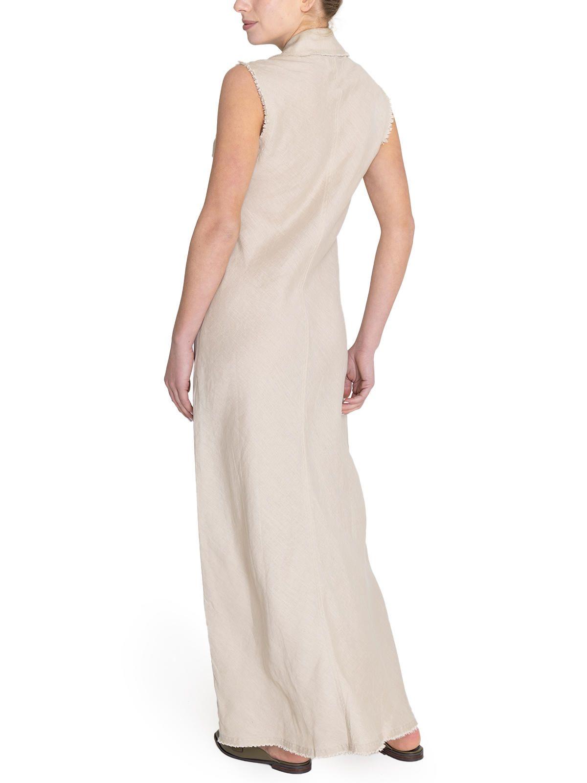 vestido Lino Orgánico Beige Moai Mujer -6