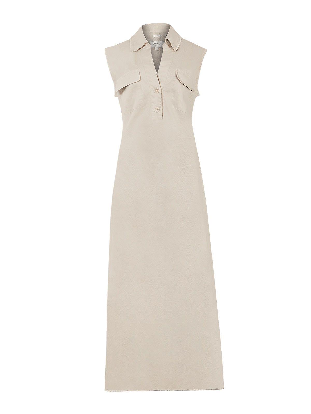 vestido Lino Orgánico Beige Moai Mujer -0
