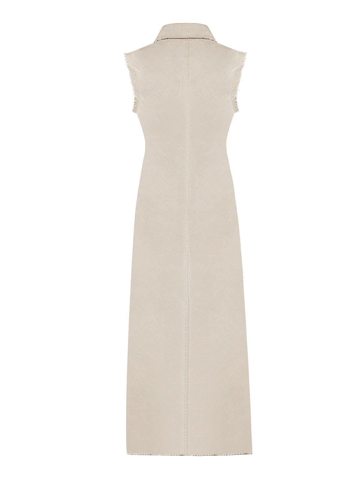 vestido Lino Orgánico Beige Moai Mujer -1