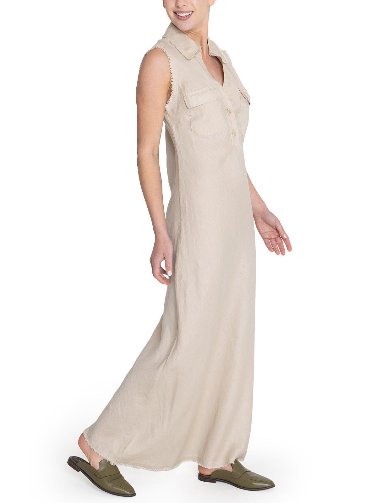vestido Lino Orgánico Beige Moai Mujer -5
