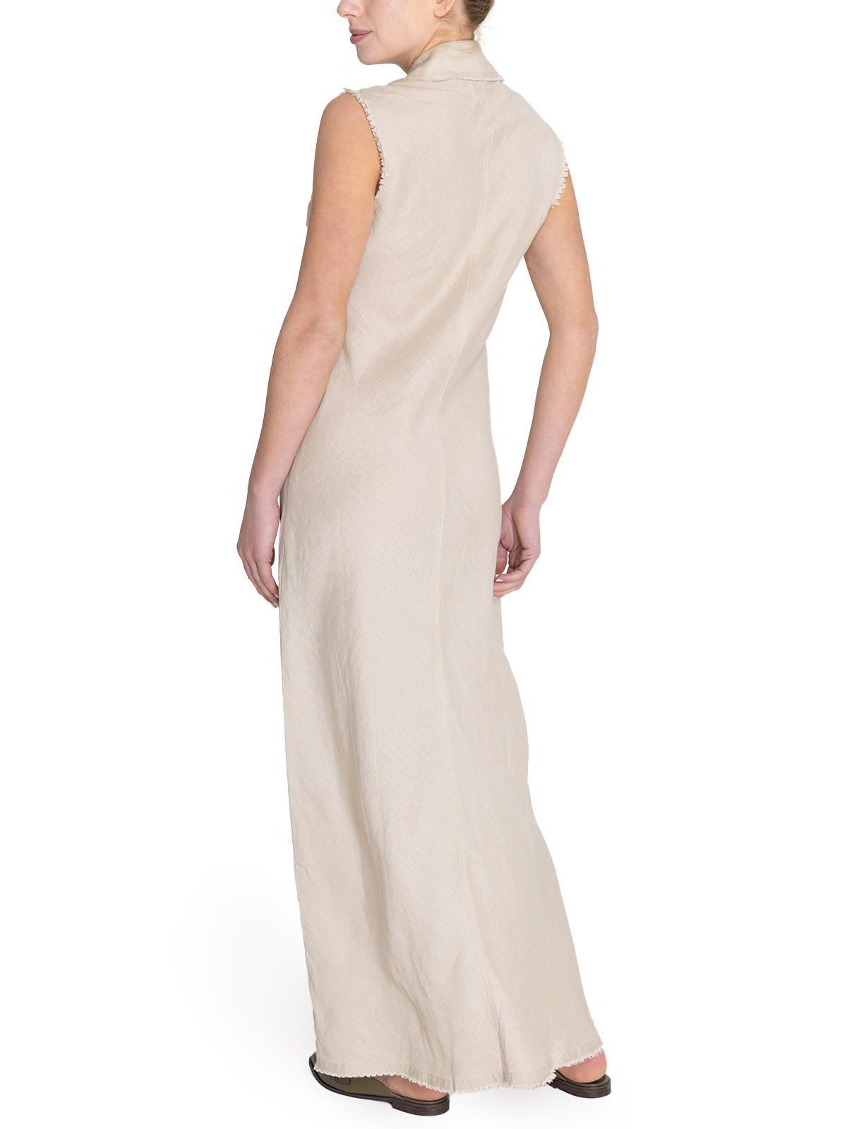 vestido Lino Orgánico Beige Moai Mujer -6
