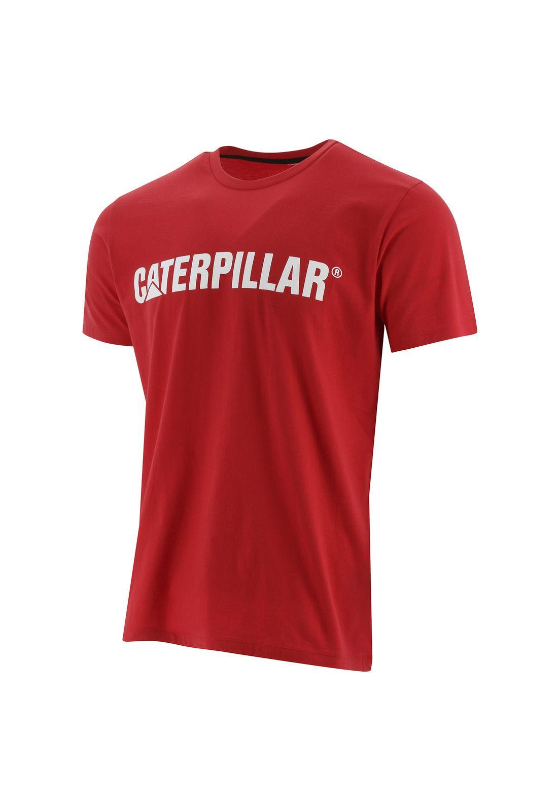 Polera M/C Hombre Caterpillar Logo Tee Rojo-0