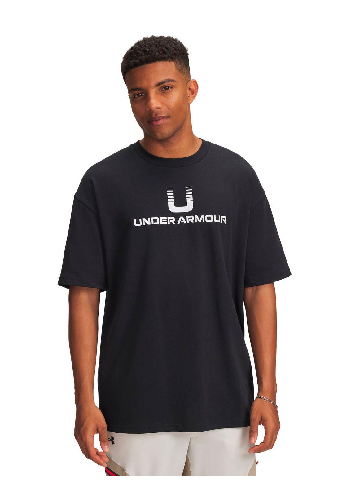 Polera Manga Corta Lifestyle  hombre Logo Heavyweight negro -0