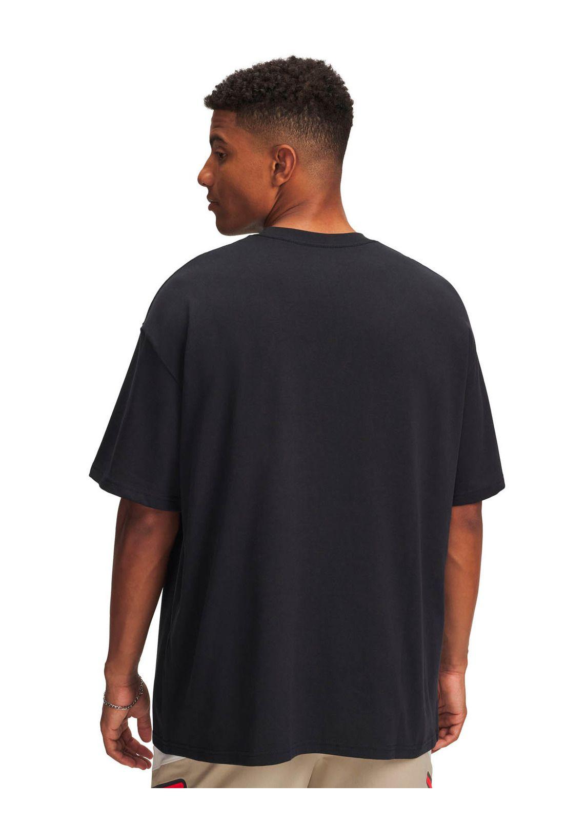 Polera Manga Corta Lifestyle  hombre Logo Heavyweight negro -1