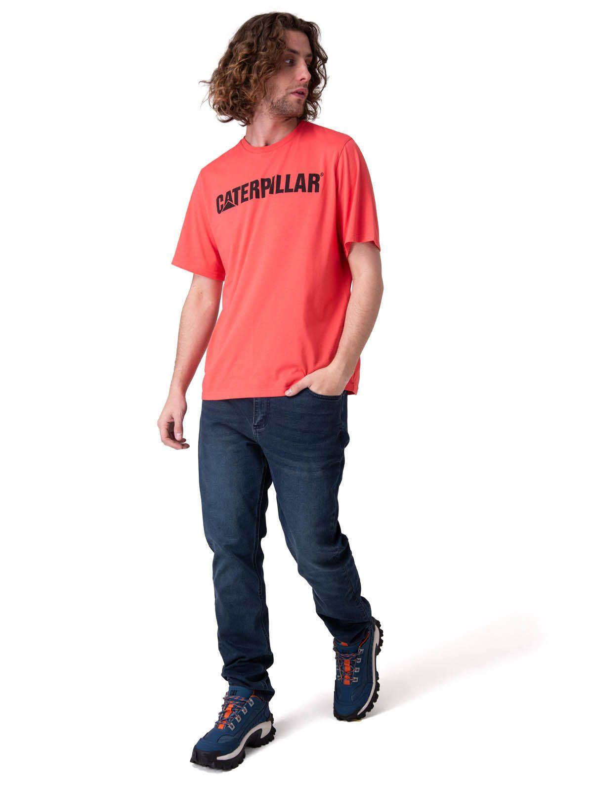 Polera Manga Corta Caterpillar Logo Tee Hombre Rojo-4