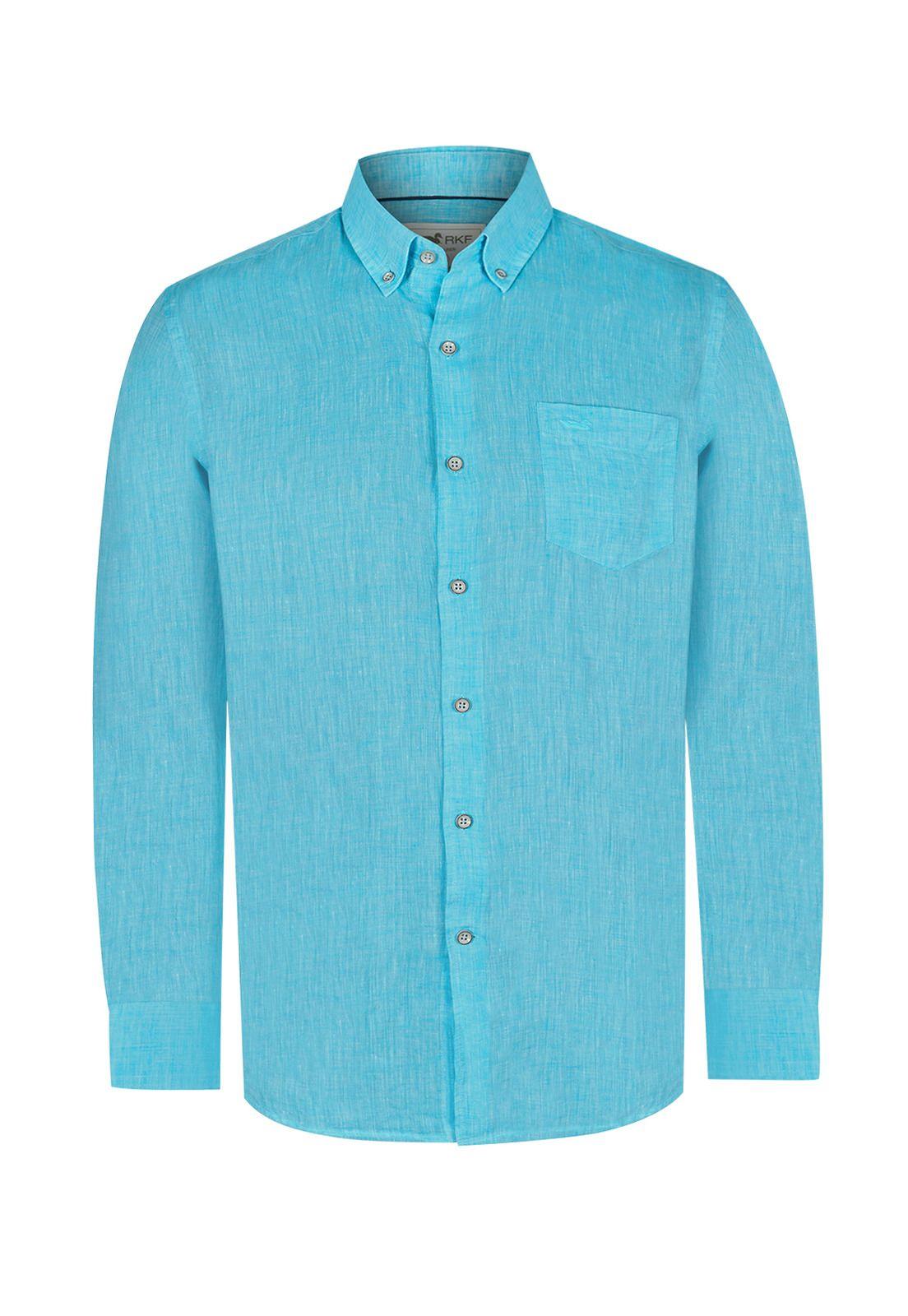 Camisa Lino Orgánico Fantasy Hombre Azul -0